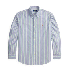 Polo Ralph Lauren Custom Fit Striped Oxford Shirt Navy Green Multi - Parasol Store