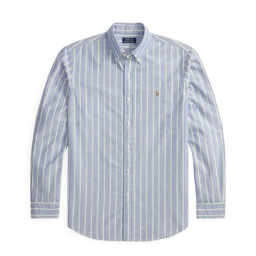 Polo Ralph Lauren Custom Fit Striped Oxford Shirt Navy Green Multi - Parasol Store