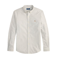 Polo Ralph Lauren Custom Fit Striped Oxford Shirt Nutmeg Brown White
