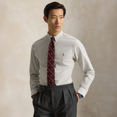 Polo Ralph Lauren Custom Fit Striped Oxford Shirt Nutmeg Brown White