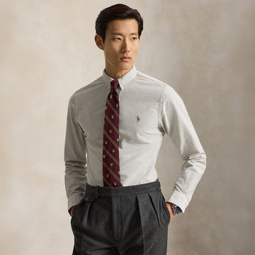 Polo Ralph Lauren Custom Fit Striped Oxford Shirt Nutmeg Brown White