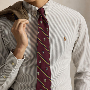 Polo Ralph Lauren Custom Fit Striped Oxford Shirt Nutmeg Brown White