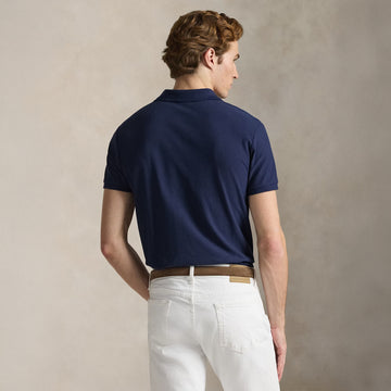 Polo Ralph Lauren Custom Slim Fit Honeycomb-Mesh Polo Shirt Cruise Navy - Parasol Store