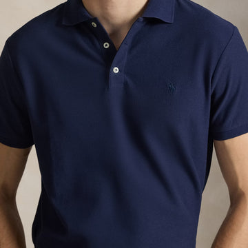 Polo Ralph Lauren Custom Slim Fit Honeycomb-Mesh Polo Shirt Cruise Navy - Parasol Store