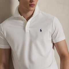 Polo Ralph Lauren Custom Slim Fit Honeycomb-Mesh Polo Shirt White