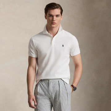 Polo Ralph Lauren Custom Slim Fit Honeycomb-Mesh Polo Shirt White