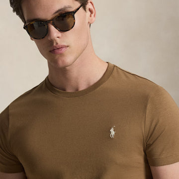 Polo Ralph Lauren Custom Slim Fit Jersey Crewneck T-Shirt RL Brown - Parasol Store