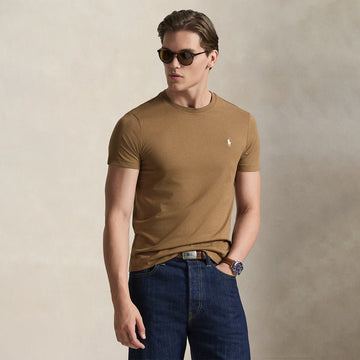 Polo Ralph Lauren Custom Slim Fit Jersey Crewneck T-Shirt RL Brown - Parasol Store
