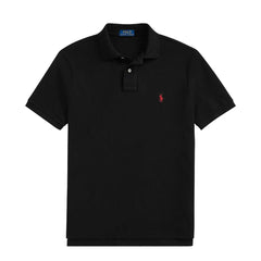 Polo Ralph Lauren Custom Slim Fit Mesh Polo Shirt Black - Parasol Store