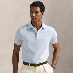 Polo Ralph Lauren Custom Slim Fit Stretch Oxford Mesh Polo Blue/White - Parasol Store