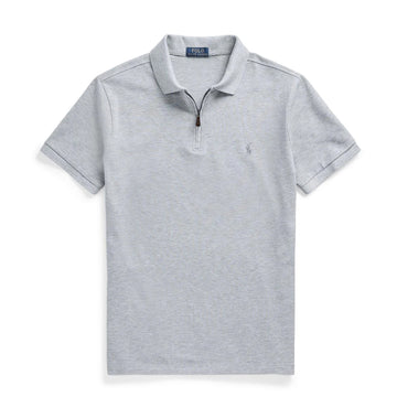 Polo Ralph Lauren Custom Slim Fit Zip Neck Polo Shirt Andover Heather