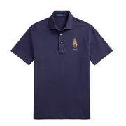 Polo Ralph Lauren Custom Slim Polo Bear Mesh Polo Shirt Faded Blue Heritage Bear - Parasol Store