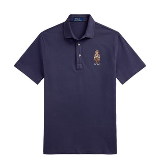 Polo Ralph Lauren Custom Slim Polo Bear Mesh Polo Shirt Faded Blue Heritage Bear - Parasol Store
