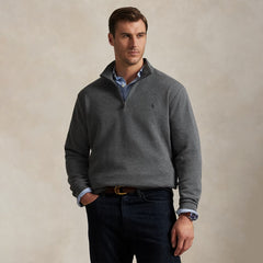 Polo Ralph Lauren Double-Knit Mesh Quarter-Zip Pullover Fortress Grey Heather - Parasol Store