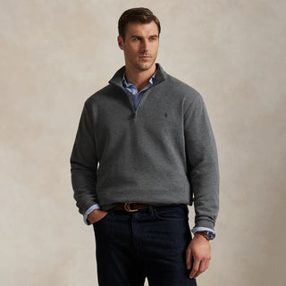Polo Ralph Lauren Double-Knit Mesh Quarter-Zip Pullover Fortress Grey Heather