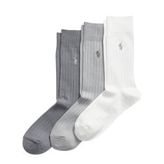 Polo Ralph Lauren Egyptian Rib Crew Sock 3-Pack Ivory / Grey Multi