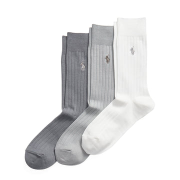 Polo Ralph Lauren Egyptian Rib Crew Sock 3-Pack Ivory / Grey Multi