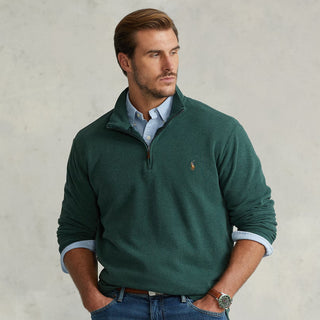 Polo Ralph Lauren Estate-Rib Quarter-Zip Pullover Scotch Pine Heather - Parasol Store
