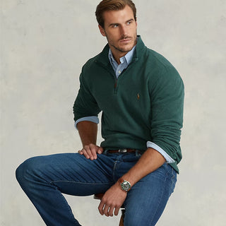 Polo Ralph Lauren Estate-Rib Quarter-Zip Pullover Scotch Pine Heather - Parasol Store