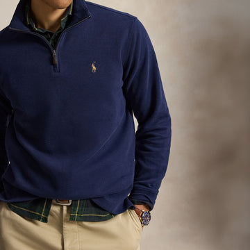 Polo Ralph Lauren Estate Rib Quarter Zip Pullover Cruise Navy