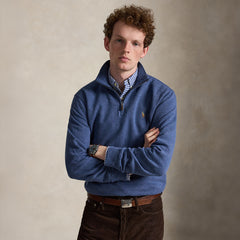 Polo Ralph Lauren Estate Rib Quarter Zip Pullover Derby Blue Heather