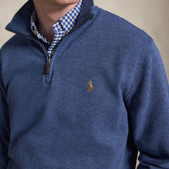 Polo Ralph Lauren Estate Rib Quarter Zip Pullover Derby Blue Heather