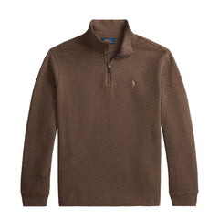Polo Ralph Lauren Estate Rib Quarter Zip Pullover Nutmeg Brown Heather