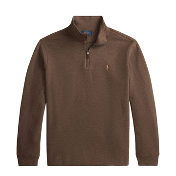 Polo Ralph Lauren Estate Rib Quarter Zip Pullover Nutmeg Brown Heather