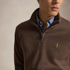 Polo Ralph Lauren Estate Rib Quarter Zip Pullover Nutmeg Brown Heather