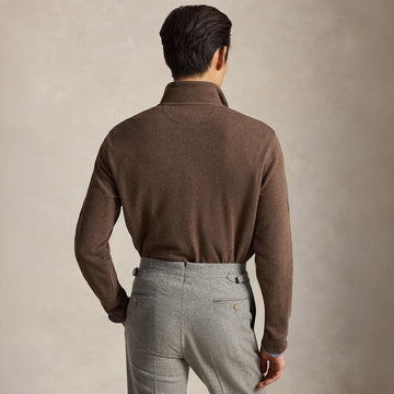 Polo Ralph Lauren Estate Rib Quarter Zip Pullover Nutmeg Brown Heather