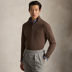 Polo Ralph Lauren Estate Rib Quarter Zip Pullover Nutmeg Brown Heather