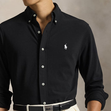 Polo Ralph Lauren Featherweight Mesh Shirt Polo Black - Parasol Store
