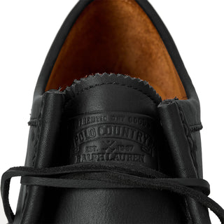 Polo Ralph Lauren Jett Lug-Sole Leather Moc-Toe Shoe Black - Parasol Store