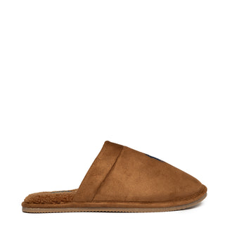 Polo Ralph Lauren Klarence Micro Suede Scuff Slipper Brown / Navy - Parasol Store