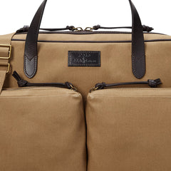 Polo Ralph Lauren Leather -Trim Canvas Commuter Bag Montana Khaki / Dark Brown