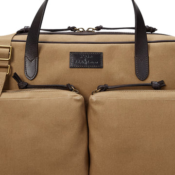 Polo Ralph Lauren Leather -Trim Canvas Commuter Bag Montana Khaki / Dark Brown