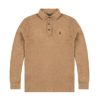 Polo Ralph Lauren Luxury Jersey Polo Shirt Nutmeg Brown Heather - Parasol Store