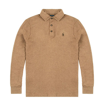 Polo Ralph Lauren Luxury Jersey Polo Shirt Nutmeg Brown Heather - Parasol Store