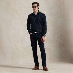 Polo Ralph Lauren Luxury Jersey Quarter-Zip Pullover Aviator Navy - Parasol Store