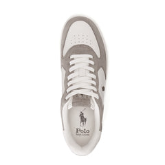 Polo Ralph Lauren Masters Court Leather Suede Trainer Earth Grey / Deckwash White