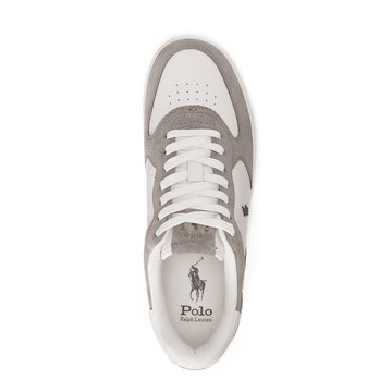 Polo Ralph Lauren Masters Court Leather Suede Trainer Earth Grey / Deckwash White