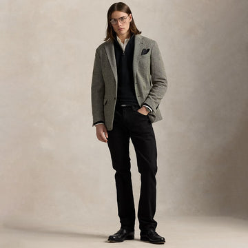 Polo Ralph Lauren Mesh-Knit Cotton Quarter-Zip Sweater Polo Black / Tonal PP - Parasol Store