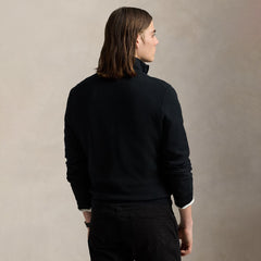 Polo Ralph Lauren Mesh-Knit Cotton Quarter-Zip Sweater Polo Black / Tonal PP - Parasol Store