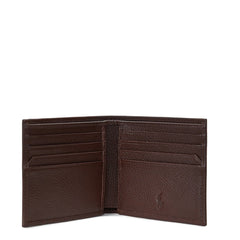 Polo Ralph Lauren Pebbled Leather Billfold Wallet Dark Brown - Parasol Store