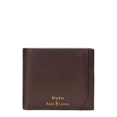 Polo Ralph Lauren Pebbled Leather Billfold Wallet Dark Brown - Parasol Store