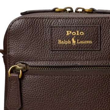 Polo Ralph Lauren Pebbled Leather Crossbody Bag Dark Brown