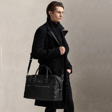 Polo Ralph Lauren Pebbled Leather Duffel Bag Black