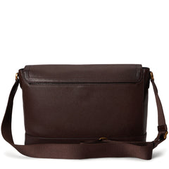 Polo Ralph Lauren Pebbled Leather Messenger Bag Dark Brown