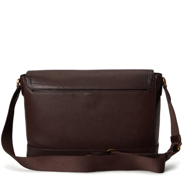 Polo Ralph Lauren Pebbled Leather Messenger Bag Dark Brown