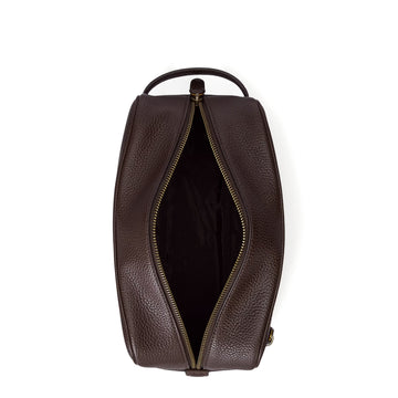 Polo Ralph Lauren Pebbled Leather Travel Case Dark Brown
